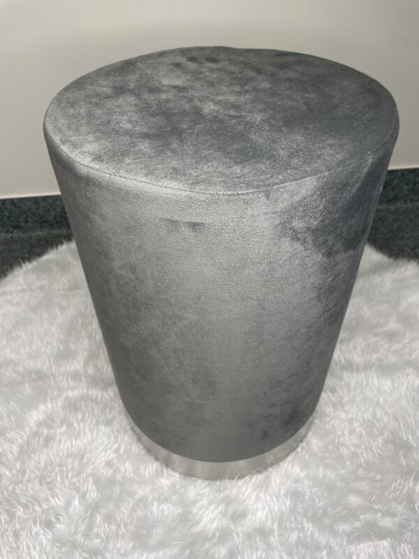 Taburet rotund, tapitat cu stofa, sarcina 100kg, 28x42cm, gri - Image 8