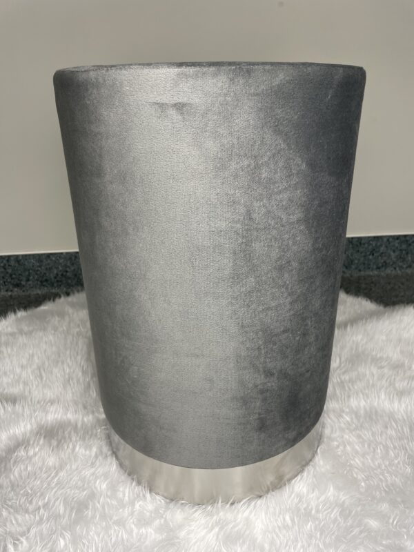 Taburet rotund, tapitat cu stofa, sarcina 100kg, 28x42cm, gri - Image 10