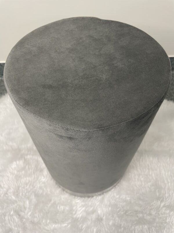 Taburet rotund, tapitat cu stofa, sarcina 100kg, 28x42cm, gri - Image 11