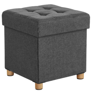 SONGMICS Taburet pliabil cu sezut moale, spatiu de depozitare, maxim 300kg, 38x38x40cm, gri deschis