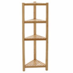 Bambusz sarokpolc fürdőszobába vagy nappaliba, 4 polc, 34x34x99cm, natúr barna