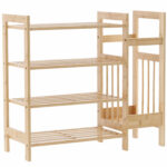 Bambusz cipőtartó 4 polccal, esernyőtartóval, 74x28x66cm, natúr