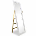 Állótükör támasztékkal, 157x41x54cm, fehér barnával