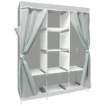 Garderoba din material textil, dulap portabil, cu rafturi, 126x42x168cm, gri