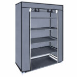 Pantofar din material textil, dulap portabil, cu 5 rafturi, 93x59x29cm, gri