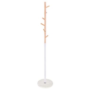 Fém fogas, márvány talp, 6 horog, 172 cm, fehér és barna