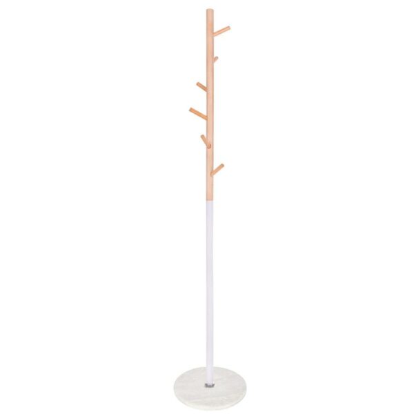 Fém fogas, márvány talp, 6 horog, 172 cm, fehér és barna