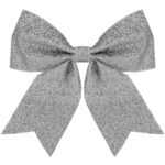 Dekoratív masni karácsonyfára, 20x22cm, ezüst