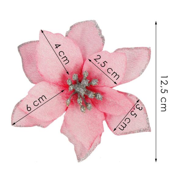 10 db-os karácsonyfa díszkészlet, Mikulásvirág csillag, 13cm, rózsaszín - Image 3