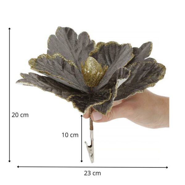 5 db-os karácsonyfa díszkészlet, Mikulásvirág csillag, 23cm, aranyszürke - Image 12