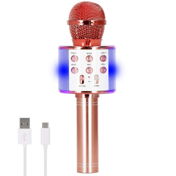 Gyermek karaoke mikrofon, vezeték nélküli, akkumulátorral, iOS és Android kompatibilis, hangváltó funkcióval, rózsaszín - Image 13