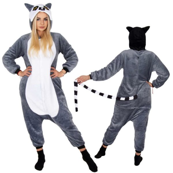 Onesie pizsama felnőtteknek, Gyűrűsfarkú maki, L-es méret - Image 3