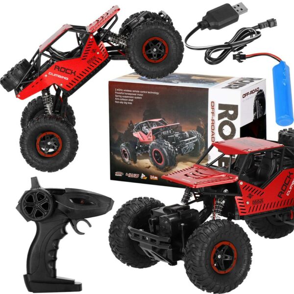 Monster Truck Off-Road, 4x4, távirányító, 26x14x17cm, piros és fekete - Image 20