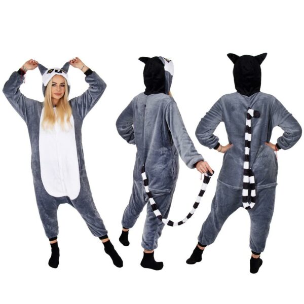 Onesie pizsama felnőtteknek, Gyűrűsfarkú maki, L-es méret - Image 4