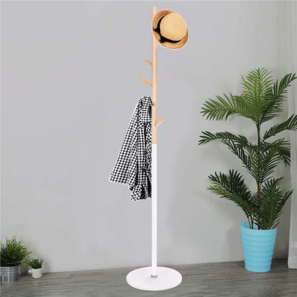 Fém fogas, márvány talp, 6 horog, 172 cm, fehér és barna - Image 3