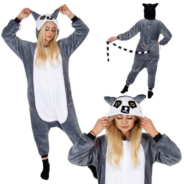 Onesie pizsama felnőtteknek, Gyűrűsfarkú maki, L-es méret - Image 5