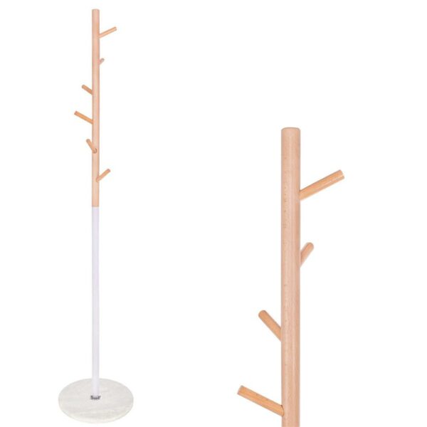 Fém fogas, márvány talp, 6 horog, 172 cm, fehér és barna - Image 4