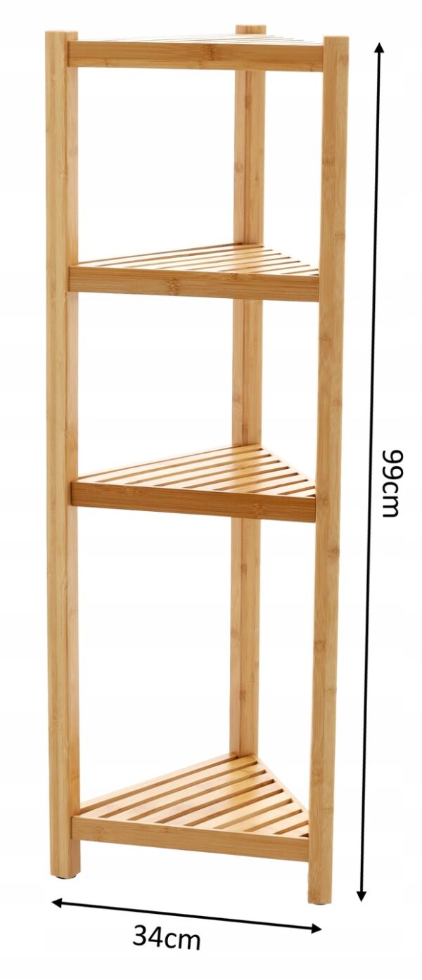 Bambusz sarokpolc fürdőszobába vagy nappaliba, 4 polc, 34x34x99cm, natúr barna - Image 2