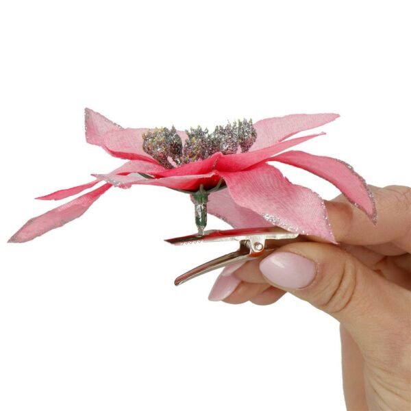 10 db-os karácsonyfa díszkészlet, Mikulásvirág csillag, 13cm, rózsaszín - Image 8