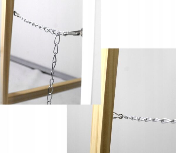 Oglinda de podea cu suport, 157x45x54cm, alb cu maro - Image 6