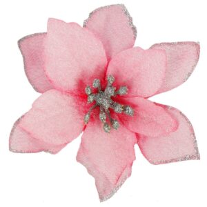 10 db-os karácsonyfa díszkészlet, Mikulásvirág csillag, 13cm, rózsaszín