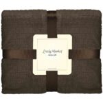 Bolyhos takaró 2 személyes, kétoldalt texturált, 170x210 cm, barna