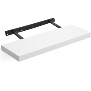VASAGLE Lebegő függesztett fali polc, MDF lapból, rögzítőrendszerrel együtt, 60x20x4cm, fehér