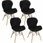 4db Torino étkezőszék készlet a konyhába, ökobőrrel kárpitozva, 40x72cm, fekete