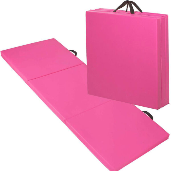 Vastag fitnesz szőnyeg gimnasztikai edzéshez, összecsukható, 180x60x5cm, rózsaszín - Image 2