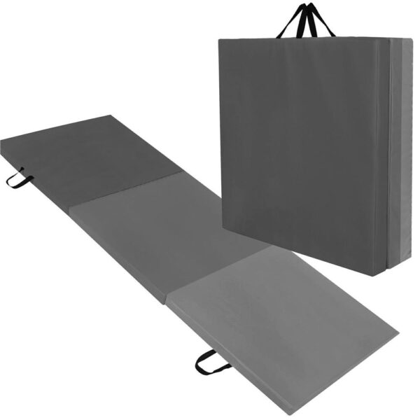 Vastag fitnesz szőnyeg gimnasztikai edzéshez, összecsukható, 180x60x5,5cm, szürke - Image 2