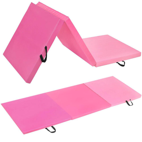 Vastag fitnesz szőnyeg gimnasztikai edzéshez, összecsukható, 180x60x5,5cm, rózsaszín - Image 2
