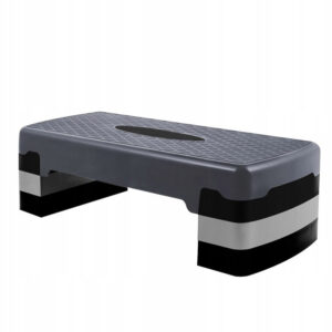 Aerobic steppad, 3 fokozatban állítható, terhelés 350 kg, 28x68x20cm, fekete és szürke