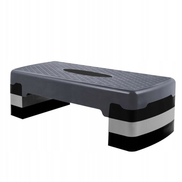 Aerobic steppad, 3 fokozatban állítható, terhelés 350 kg, 28x68x20cm, fekete és szürke