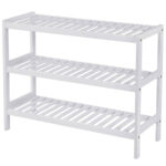 SONGMICS Bambusz tárolópolc, 3 szintes, 26x70x55cm, fehér