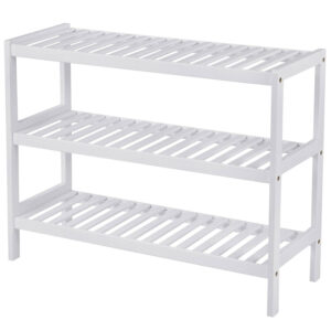 SONGMICS Bambusz tárolópolc, 3 szintes, 26x70x55cm, fehér