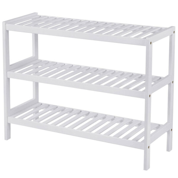 SONGMICS Bambusz tárolópolc, 3 szintes, 26x70x55cm, fehér