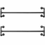 SONGMICS 2 db fém sín készlet ruhaakasztáshoz, falra szerelhető, ipari megjelenés, 112x30x30cm, fekete