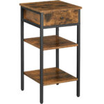 VASAGLE Magas éjjeliszekrény fiókkal és 2 tárolópolccal, ipari stílusú, 35x35x70cm, rusztikus barna és fekete