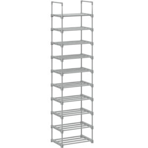 RESIGILAT: SONGMICS Suport pentru pantofi, cadru metalic cu 10 nivele, design personalizabil, 30x45x174cm, gri