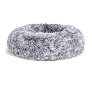 FEANDREA Bolyhos ágy kutyáknak és macskáknak, levehető huzattal, mosható, puha plüss hosszú cérnával, 60 cm, szürke