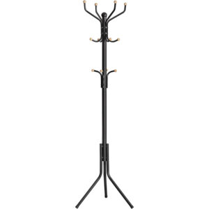 VASAGLE vállfa, acél és fa, 12 akasztóval, 182 cm, fekete