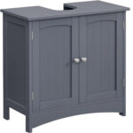 VASAGLE Fürdőszobaszekrény, tárolóhellyel, 2 ajtóval és állítható polcokkal, 60x30x60cm, szürke