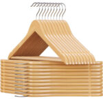 SONGMICS 20db-os vállfaszett csúszásgátló, 360°-ban elforgatható kampóval, 45cm, natúr