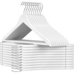 SONGMICS 20 db-os vállfaszett csúszásgátló, 360°-ban elforgatható kampóval, 45cm, fehér