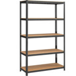 SONGMICS Fém tároló állvány, faforgácslap polcokkal, 5 polc, max. 875 kg, 200x120x60cm, fekete