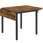 VASAGLE Konyhai vagy nappali asztal, kihúzható, kis helyekre, ipari stílusú, 75x78x85/120cm, barna