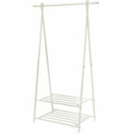 SONGMICS Ruhatartó állvány 2 szintes tárolópolccal, fém vázzal, 88x41x155 cm, fehér