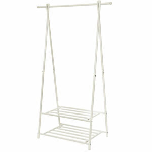 SONGMICS Suport pentru haine, cu raft depozitare pe 2 niveluri, cadru metalic, 88x41x155cm, alb