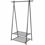 (DL) SONGMICS Suport pentru haine, cu raft depozitare pe 2 niveluri, cadru metalic, 88x41x155cm, negru