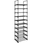 SONGMICS 10 szintes cipőtároló állvány, fém, moduláris, 30x45x174cm, fekete